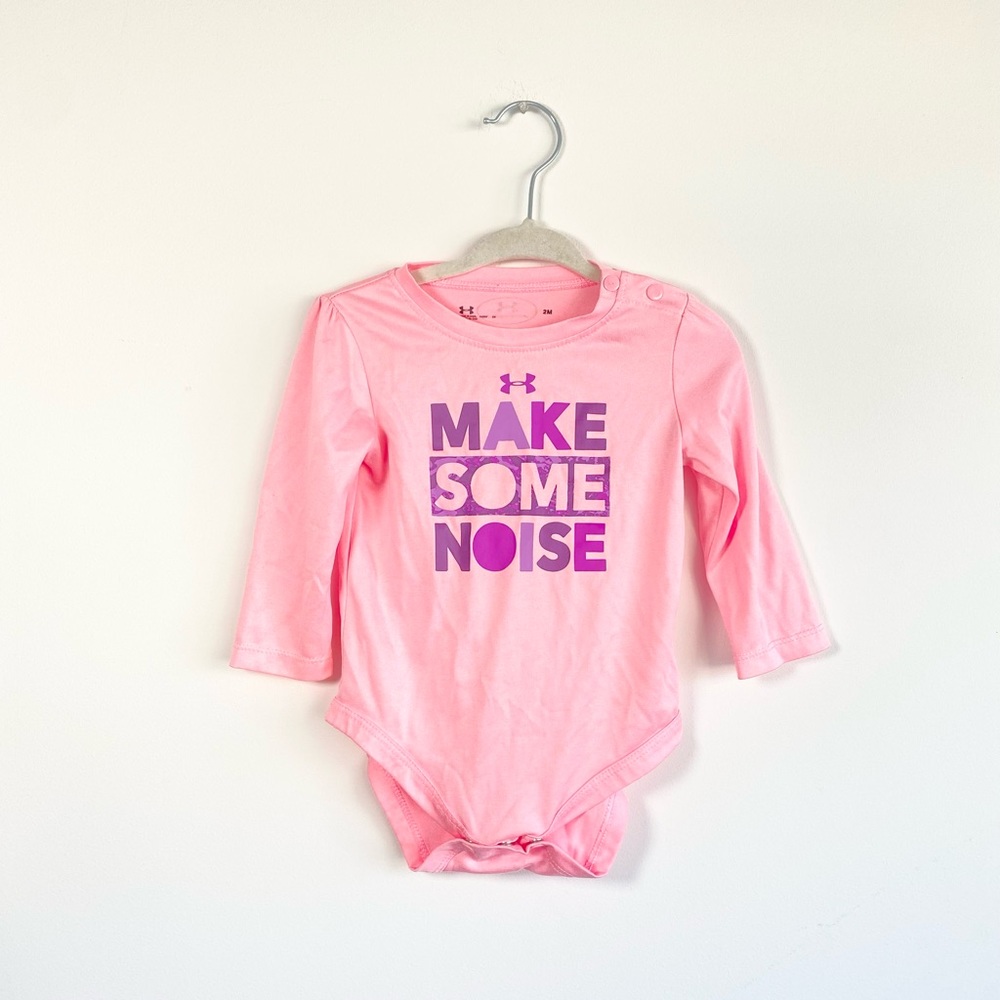 Under Armour Baby Girl Long Sleeve Athletic Bodysuit Top 12 Months Pink Shirt